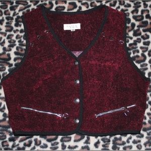 vintage 90s witchy whimsigoth st.sara maroon shiny vest
